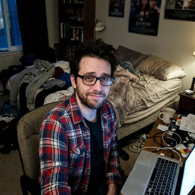 Dating profile photo before AI enhancement - casual selfie