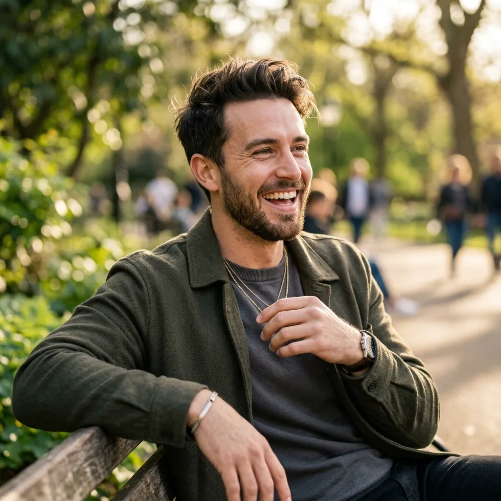 Handsome man looking thoughtfully at his smartphone