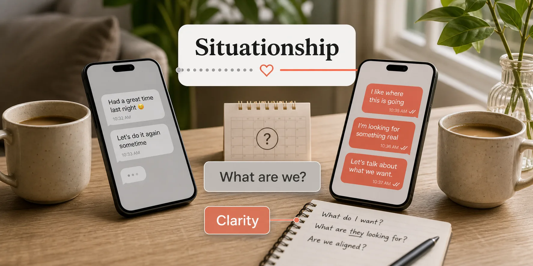 Situationship meaning with what are we and clarity conversation prompts on phones